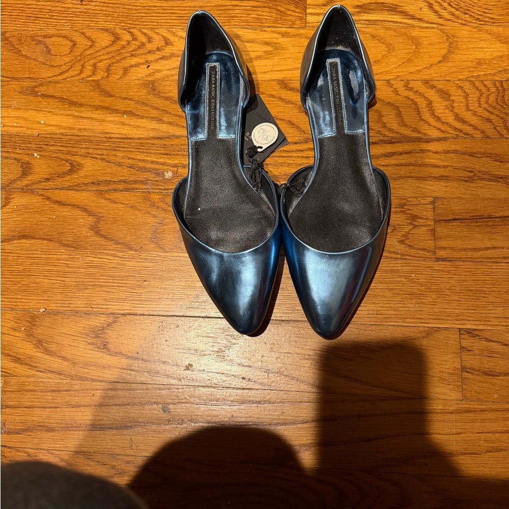 Zara Shiny Blue Flats